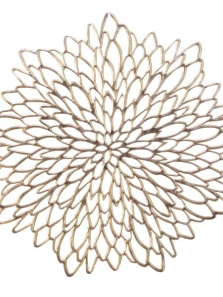 Mantel Individual en Forma de Flor champagne con brillo