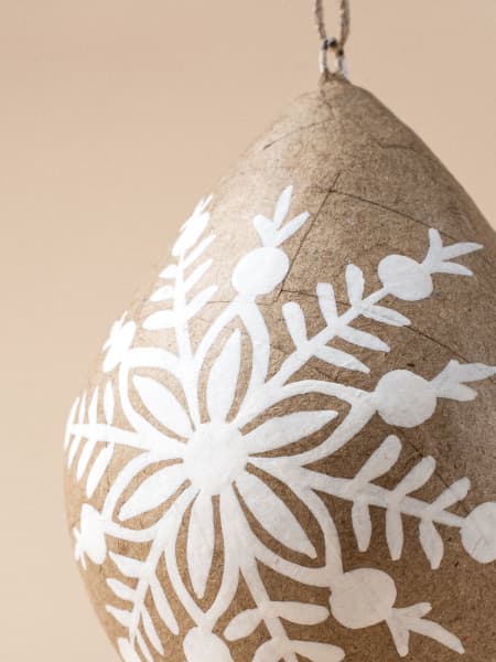 Cono Decorativo de Papel Maché Natural/Blanco