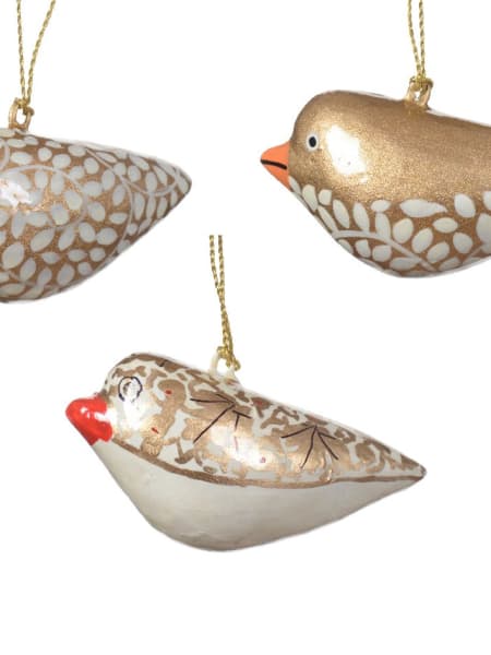 Adorno Colgante Pájaro Pintado a Mano dorado