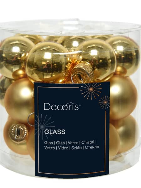 Set de Bolas para Árbol de Navidad en Cristal Brillo/Mate dorado