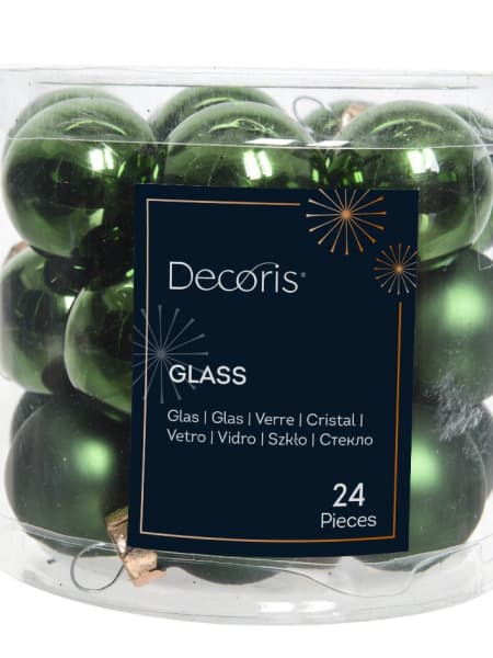 Set de Bolas para Árbol de Navidad en Cristal Brillo/Mate verde (24 piezas)