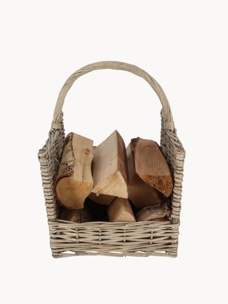 Leñero de mimbre gris Esschert