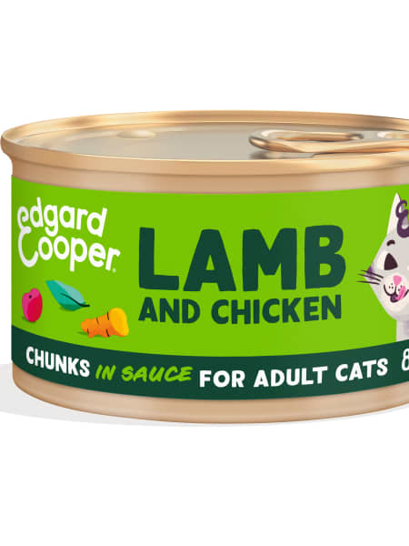 Alimento húmedo para gatos adultos - Trocitos en salsa de cordero y pollo Edgard&Cooper