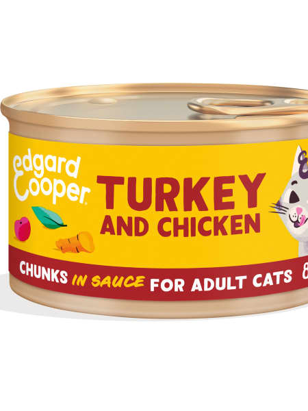 Alimento húmedo para gatos adultos - Trocitos en salsa de pavo y pollo Edgard&Cooper