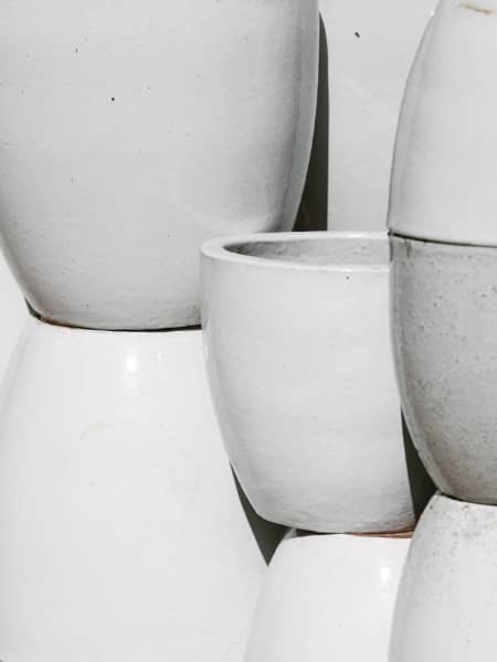 Maceta Fronda esmaltada Glazed blanco (Campana)