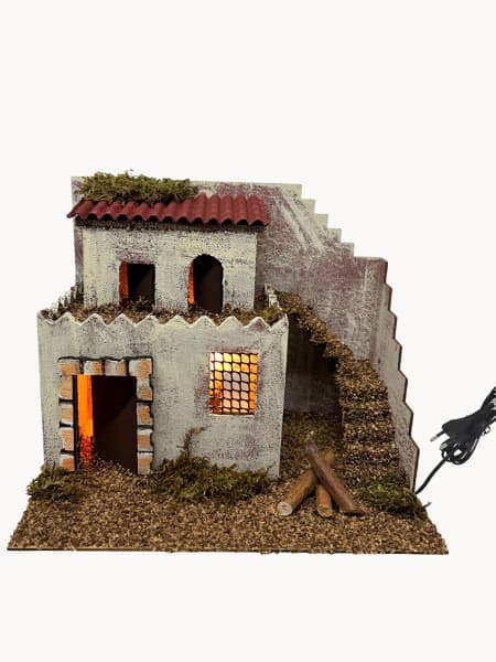 Posada de corcho con luz LED para Belén