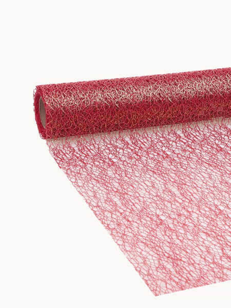 Camino de Mesa Decorativo con Diseño de Malla roja con brillo dorado