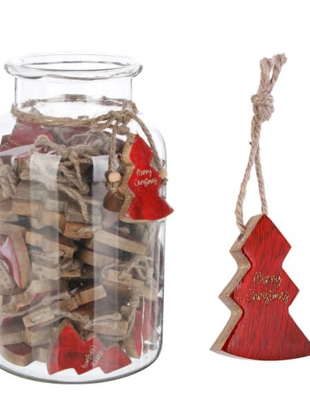 Accesorio Decorativo Colgante para Regalo Abeto de Madera rojo