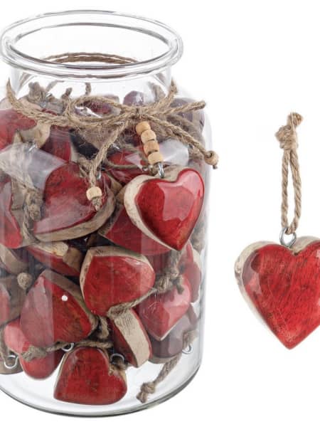 Accesorio Decorativo Colgante para Regalo Corazón de Madera rojo