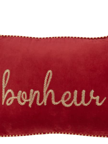Cojín Navideño de Terciopelo rojo 'Bonheur'
