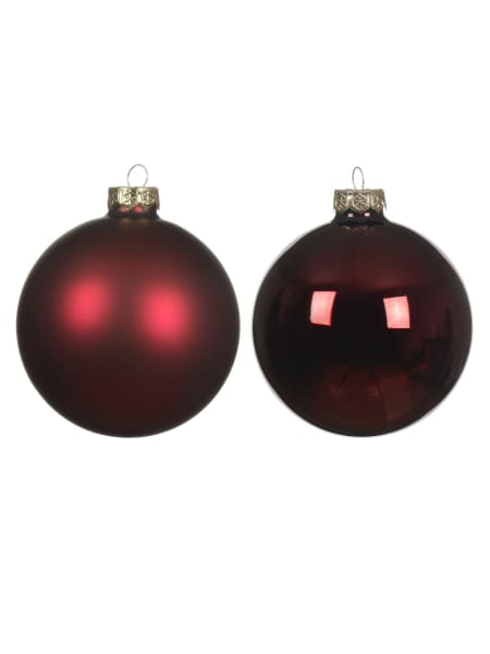 Set de Bolas para Árbol de Navidad en Cristal Brillo/Mate burdeos