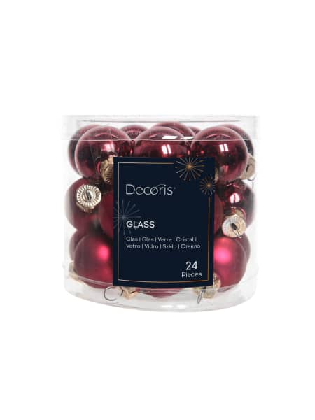 Set de Bolas para Árbol de Navidad en Cristal Brillo/Mate burdeos