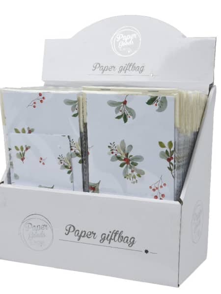 Bolsas de Regalo de Papel con Diseño de Motivos Navideños de Acebo (Sin asas)