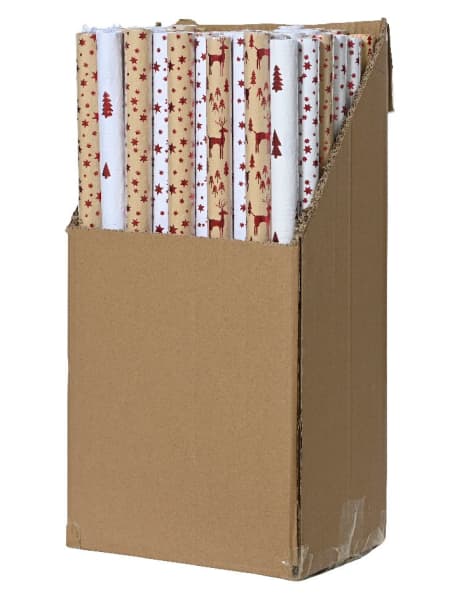 Rollo de Papel de Regalo con Motivos Navideños rojos con brillo