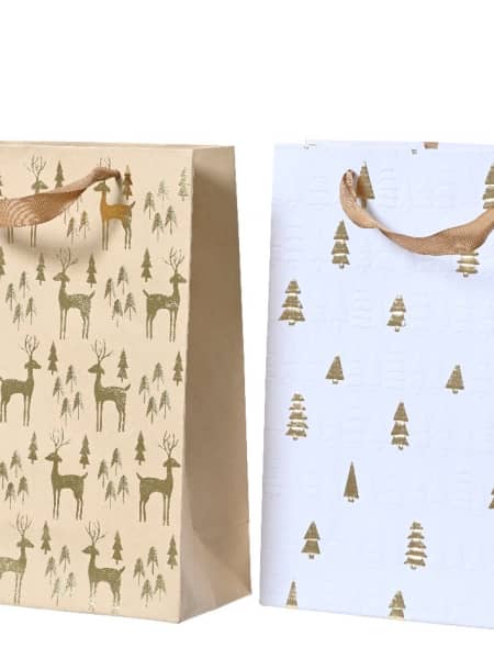 Bolsa de Regalo con Motivos Navideños dorados