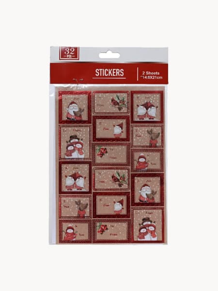 Set de Etiquetas Adhesivas Navideñas con Diseño Clásico (32 Piezas)