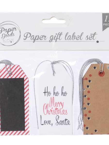 Etiqueta para Regalo con Motivos Navideños de Acebo (12 unidades)