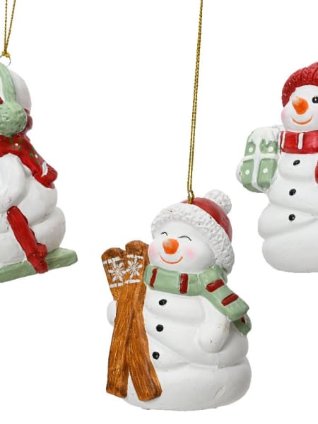 Adorno Colgante Muñeco de Nieve de Terracota blanco