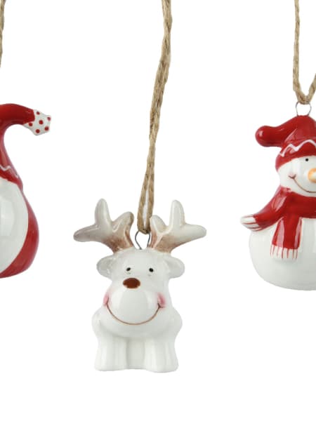 Adorno Colgante Figura Navideña de Porcelana