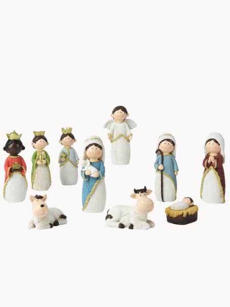 Nacimiento pintado 10 figuras 15,3 cm para Belén