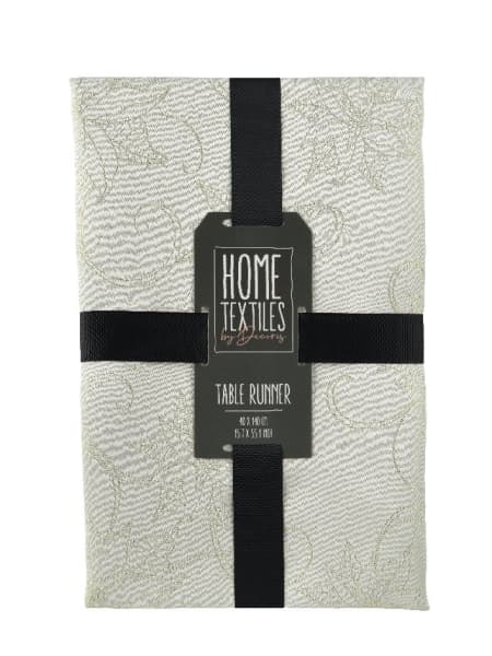 Camino de Mesa con Relieve de Flor de Pascua blanco