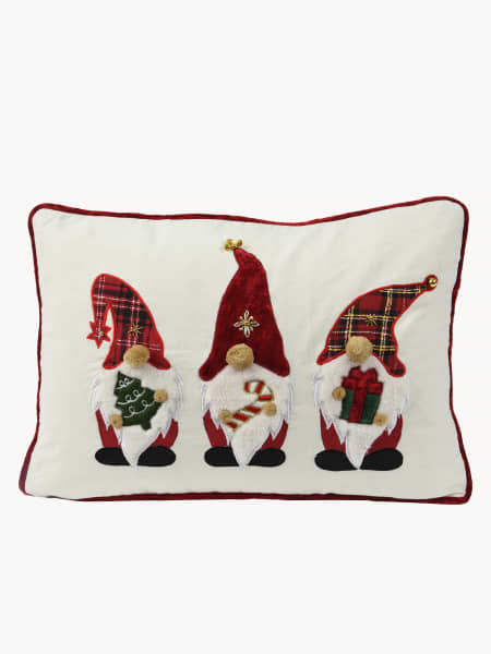 Cojín de Gnomos Navideños Rojo/Blanco - 30x50 cm