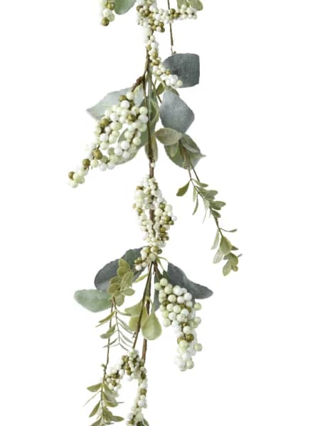 Guirnalda artificial de Bayas blancas con hojas