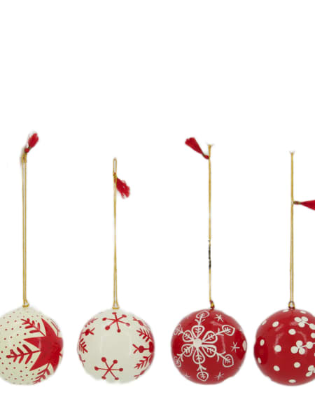 Bola para Árbol de Navidad en Papel Maché blanca y marrón