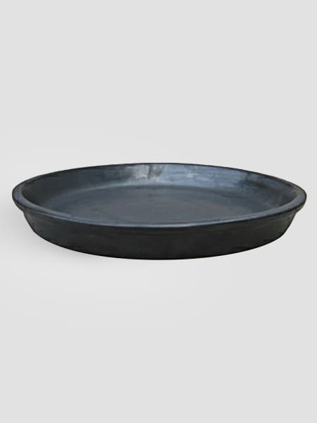 Plato redondo Fronda Glazed negro