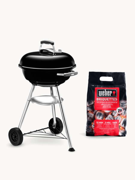 Pack Barbacoa Weber® de Carbón Compact Kettle Ø47 cm + Briquetas 3 Kg