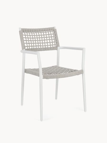 Silla de jardín Bizzotto CALETA blanca/gris con brazos