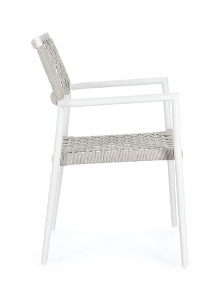 Silla de jardín Bizzotto CALETA blanca/gris con brazos