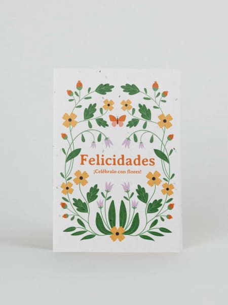 Postal Plantable "Felicidades! Celébralo con flores" Resetea