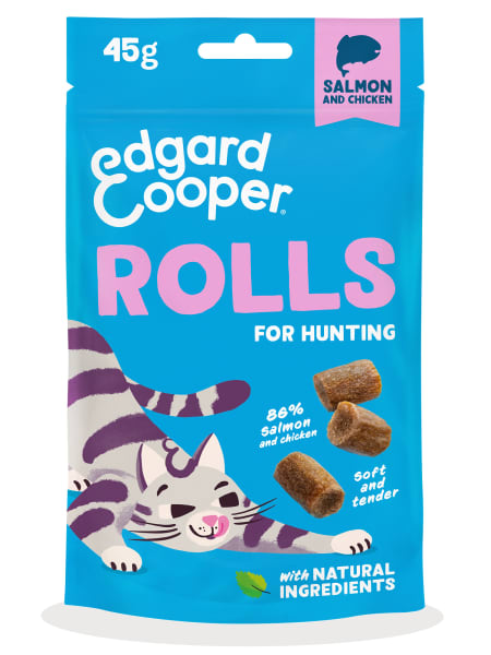 Rollitos de salmón y pollo para gatos adultos Edgard&Cooper