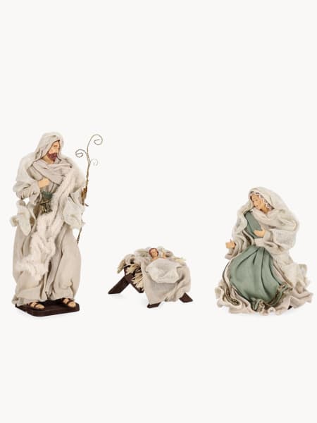 Nacimiento con ropa de tela azul 6 figuras para Belén