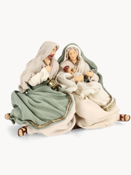 Nacimiento con ropa de tela azul 22 cm para Belén