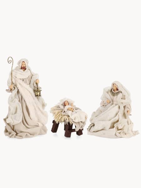 Nacimiento con ropa de tela beige 6 figuras para Belén