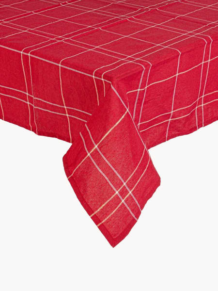 Mantel Heritage Cuadros Rojo 140x240 cm