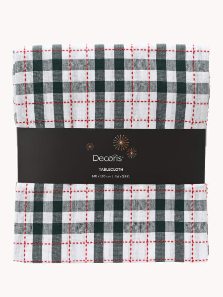 Mantel de cuadros blanco y verde 140x180 cm