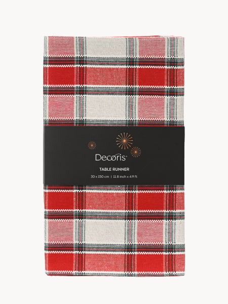 Camino de Mesa a Cuadros Blanco/Verde 30x150 cm