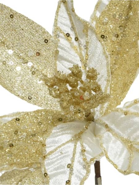 Clip artificial de Flor de Pascua dorada con brillo Ø 28 cm