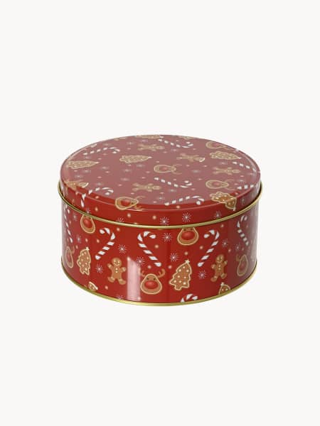 Juego 3 Cajas Metálicas Redondas Navidad Rojas D13.5x7 cm