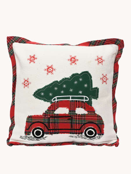 Cojín de Coche Navideño con Abeto Rojo y Blanco 45x45 cm