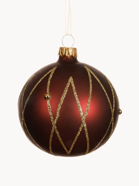 Colgante Bola de Cristal Marrón con Líneas Doradas Ø 8cm