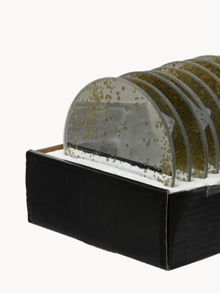 Bandeja portavelas cristal purpurina plata Ø10 cm