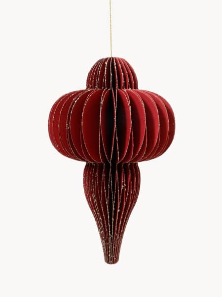 Colgante Origami Figura de Papel con Purpurina Roja Ø9 cm