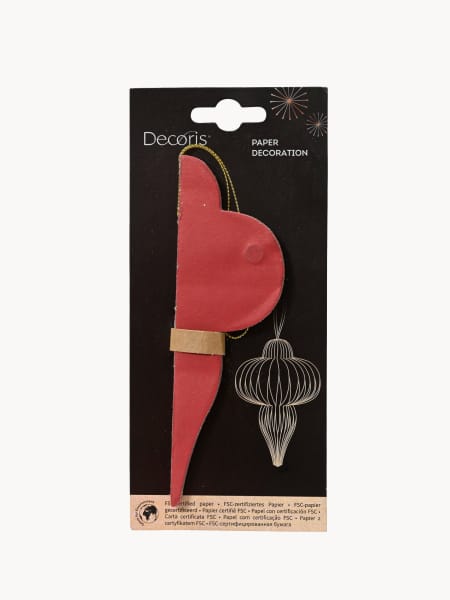 Colgante Origami Figura de Papel con Purpurina Roja Ø9 cm
