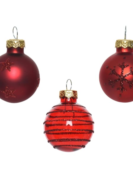 Tubo de Bolas de Navidad Mate y Brillo Rojas de Cristal (Ø3 cm)