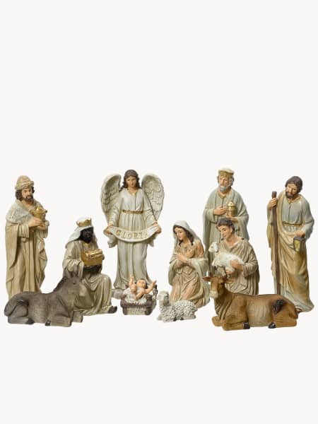 Nacimiento pintado 11 figuras 24,5 cm para Belén