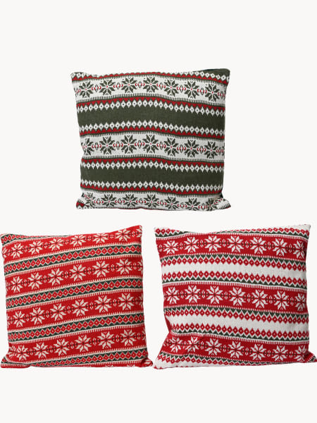 Cojín de Copos de Nieve Rojo/Verde Surtido (43x43 cm)